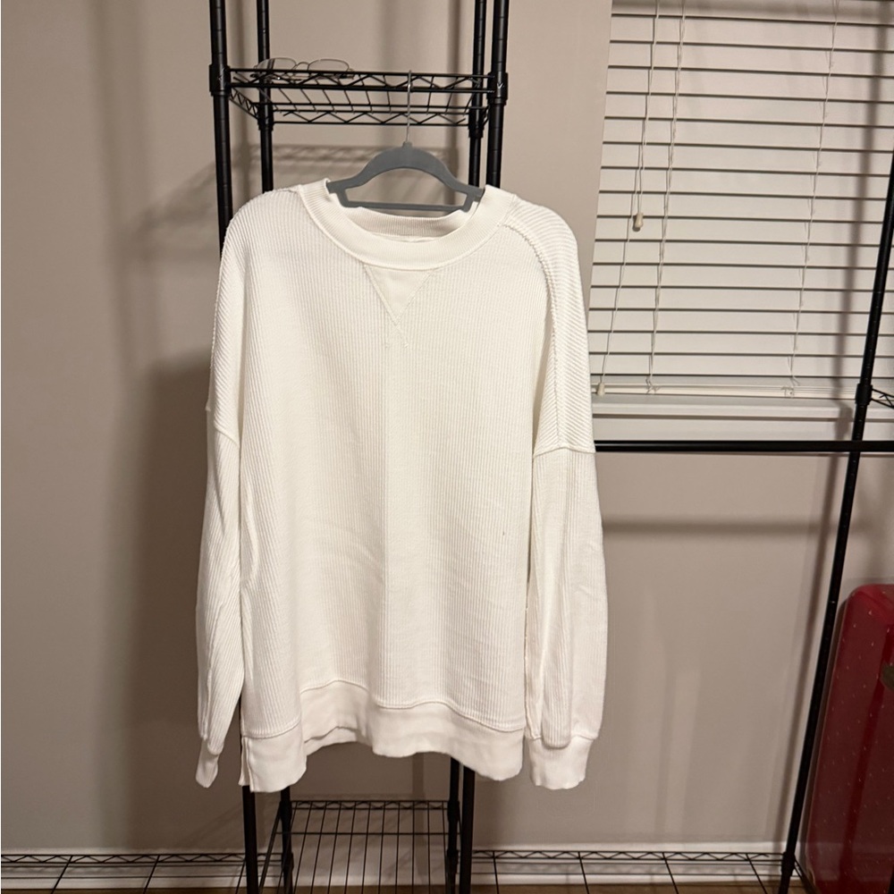 Aerie White Crew Neck Sweater